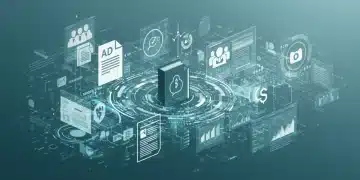 Digital illustration of intertwined legal documents and online ad elements representing 2025 advertising regulations and compliance.