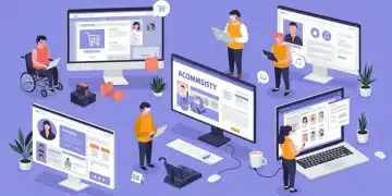 Diverse users engaging with an accessible e-commerce platform.