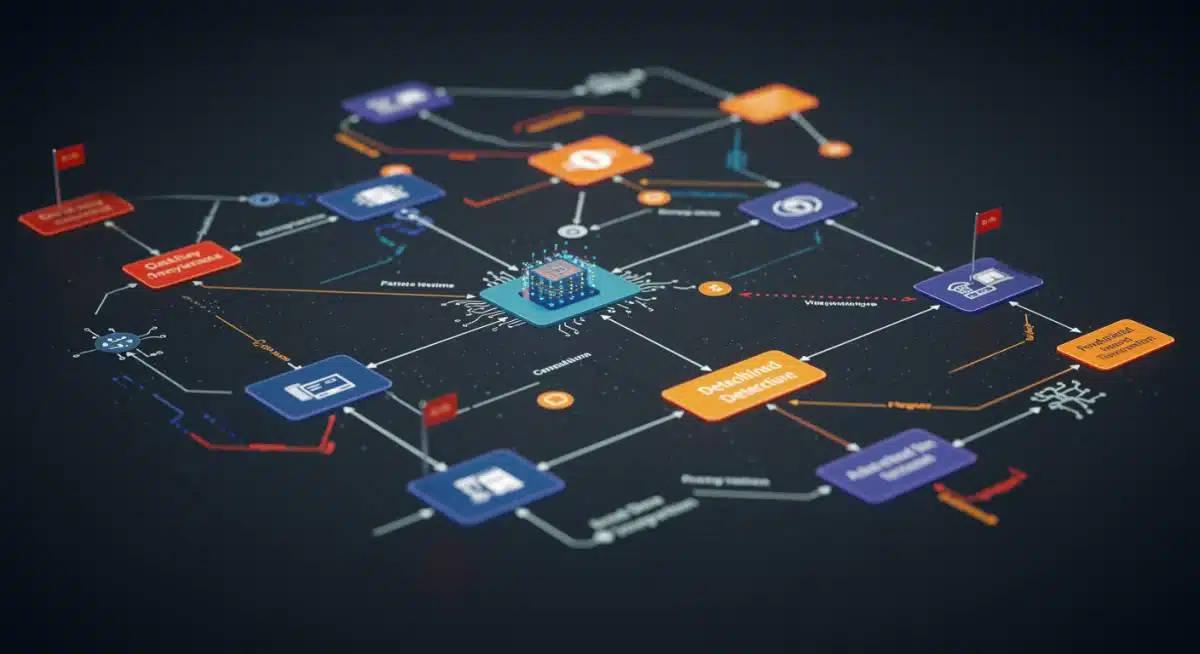 Detailed network of AI algorithms analyzing payment data for fraud patterns.
