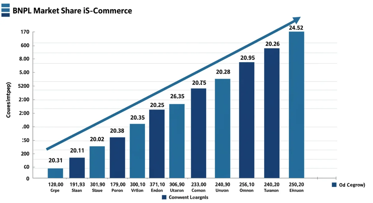Projected growth of BNPL market share in US e-commerce