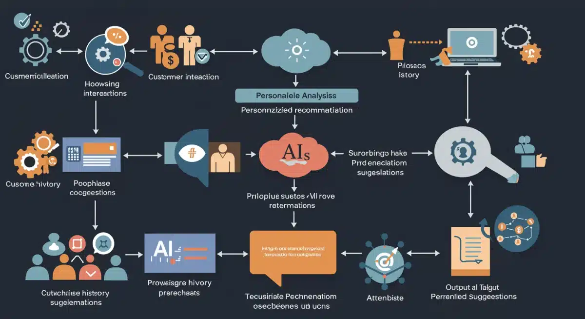Data flow for personalized product recommendations, from customer interaction to AI-driven suggestions.