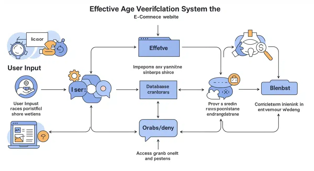 Flowchart detailing e-commerce age verification process and compliance steps.