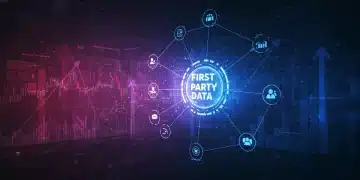 Abstract digital network symbolizing first-party data strategy and ROI growth