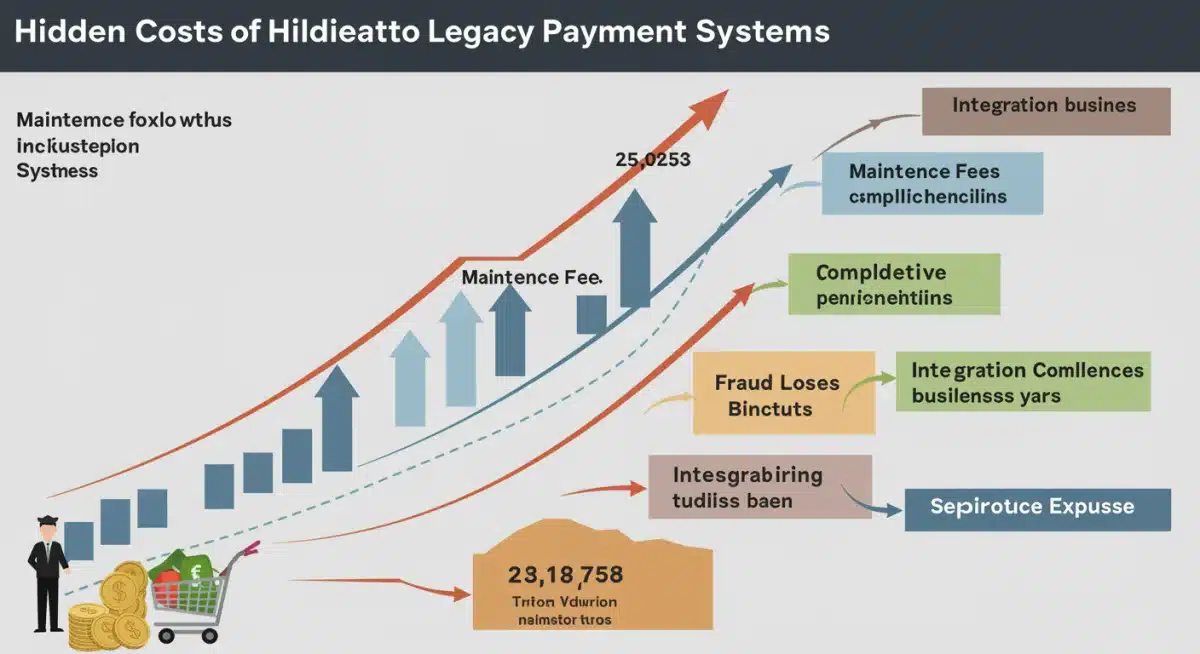 Infographic showing hidden costs of legacy payment systems in e-commerce