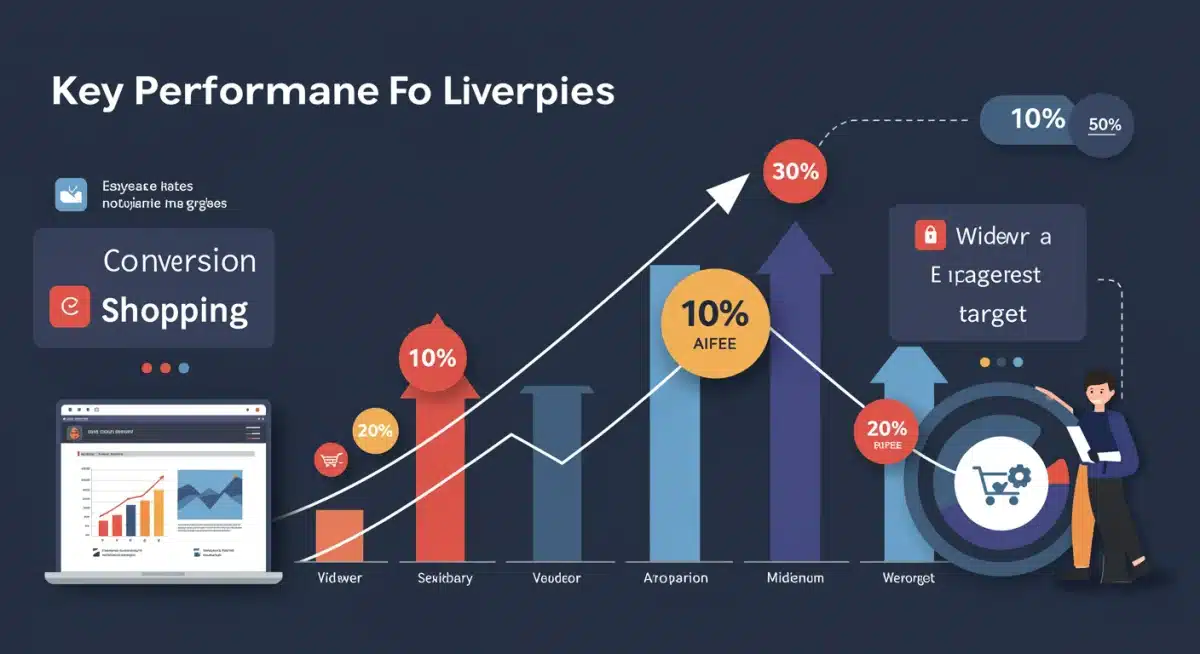 Key performance indicators for live shopping success, including conversion rates and average order value, demonstrating a 10% revenue increase.