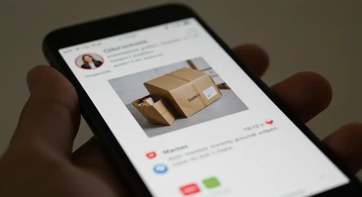 Smartphone displaying e-commerce product promoted by micro-influencer with high engagement