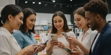 Micro-influencers engaging with products in a retail setting