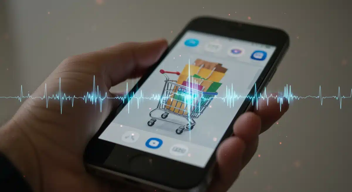 Multimodal voice commerce experience on a smartphone, combining voice commands with visual display.