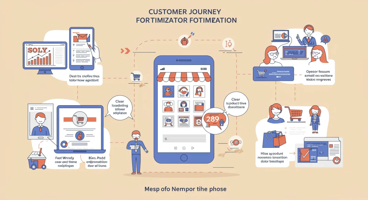 Infographic showing optimized mobile customer journey with key conversion points.