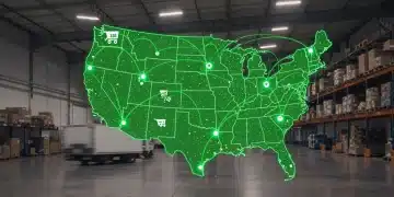 Optimized e-commerce supply chain network across the US, showing faster delivery routes