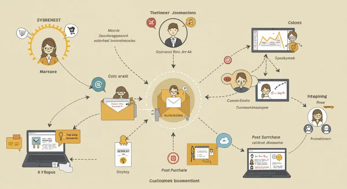 Customer journey map illustrating personalized touchpoints, from discovery to retention, enhancing user experience.