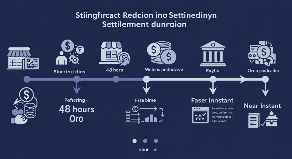 Infographic depicting reduced settlement times, illustrating benefits for retailers and consumers.