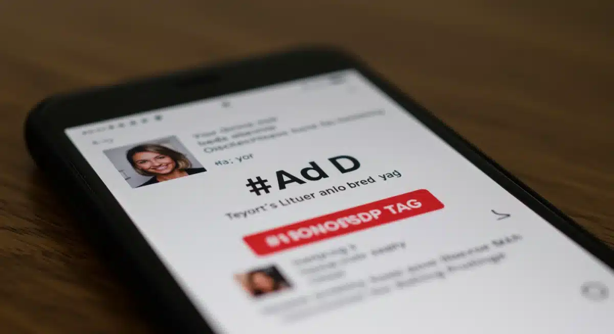 Smartphone screen showing clear #ad disclosure on social media post