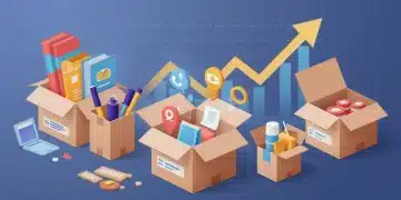 Subscription boxes and growth charts symbolizing e-commerce retail expansion