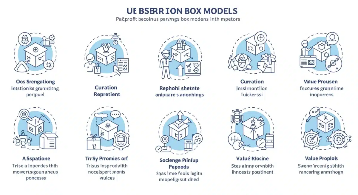 Infographic detailing various subscription box models and their benefits.